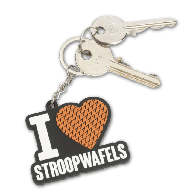 sleutelbos met "I Love Stroopwafels" sleutelhanger